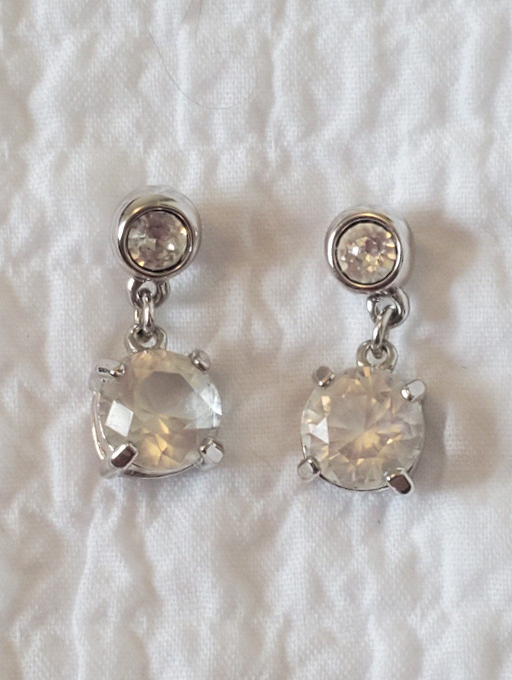 Swarovski Clear Crystal Drop Earrings In Silver-Tone